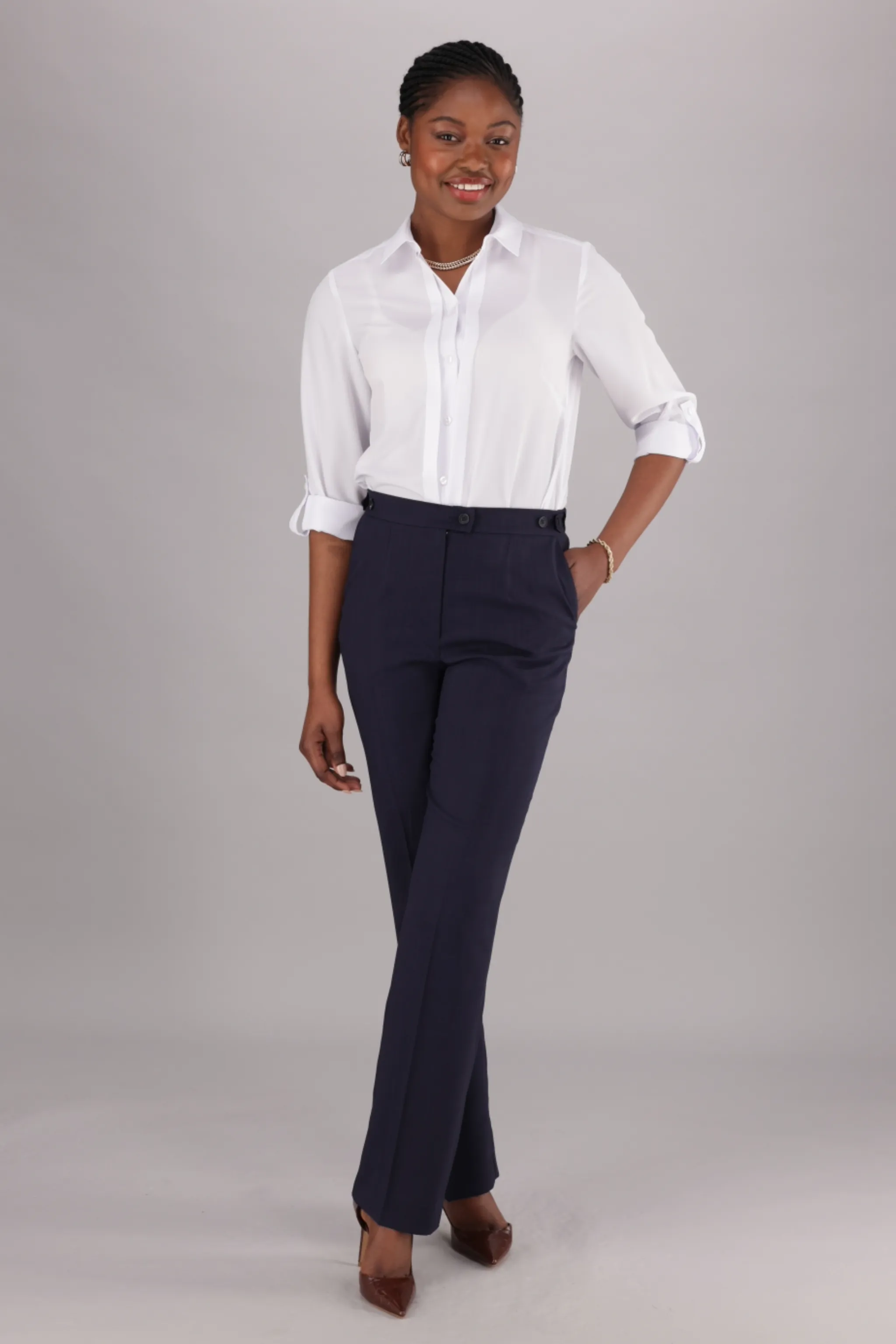 Helga high rise straight leg pants - navy stretch