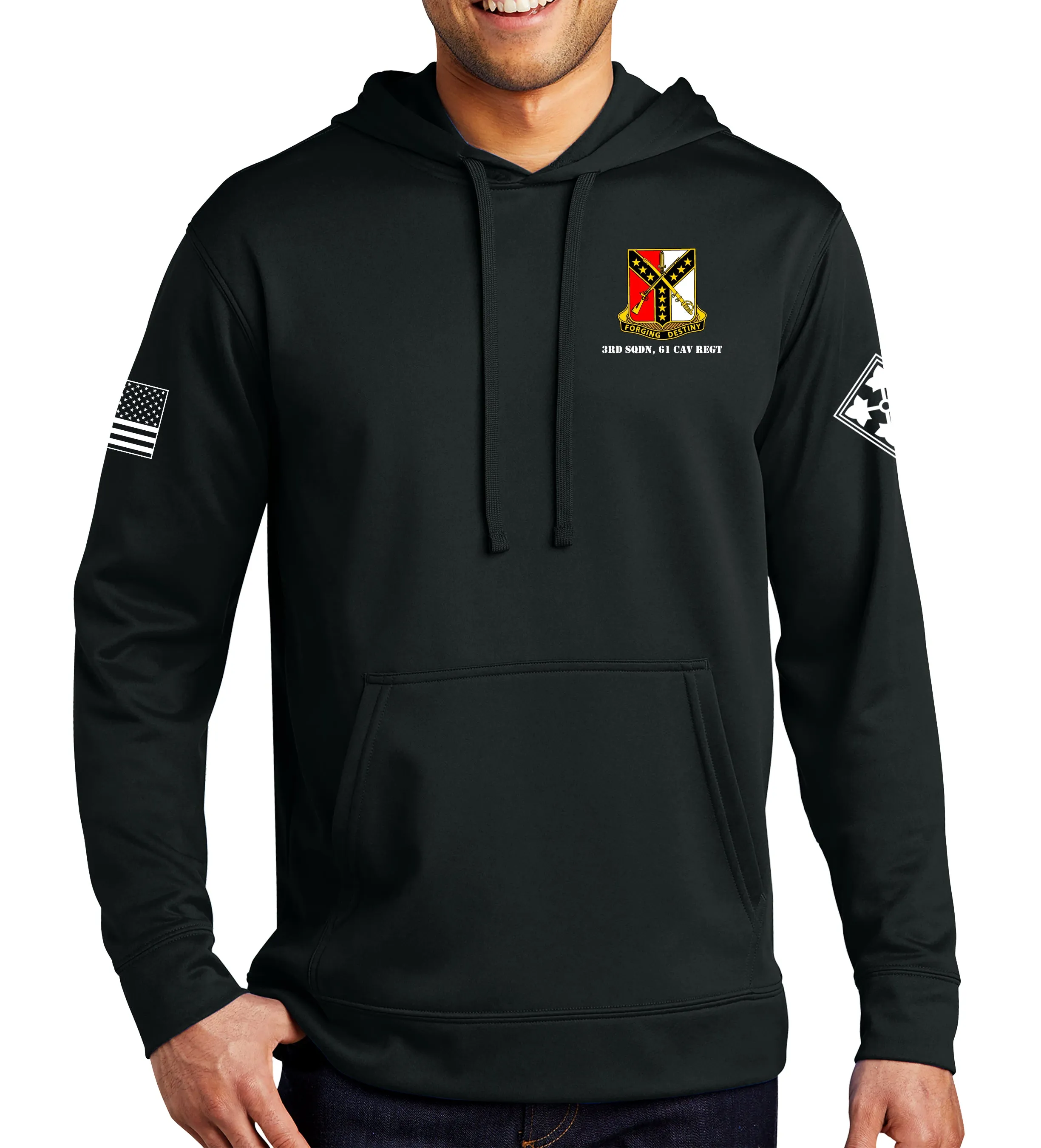 HHT Performance Hoodie Black on Black Sweatshirt. (This material is lighter than the 50-50) This sweatshirt is NOT approved for PT.