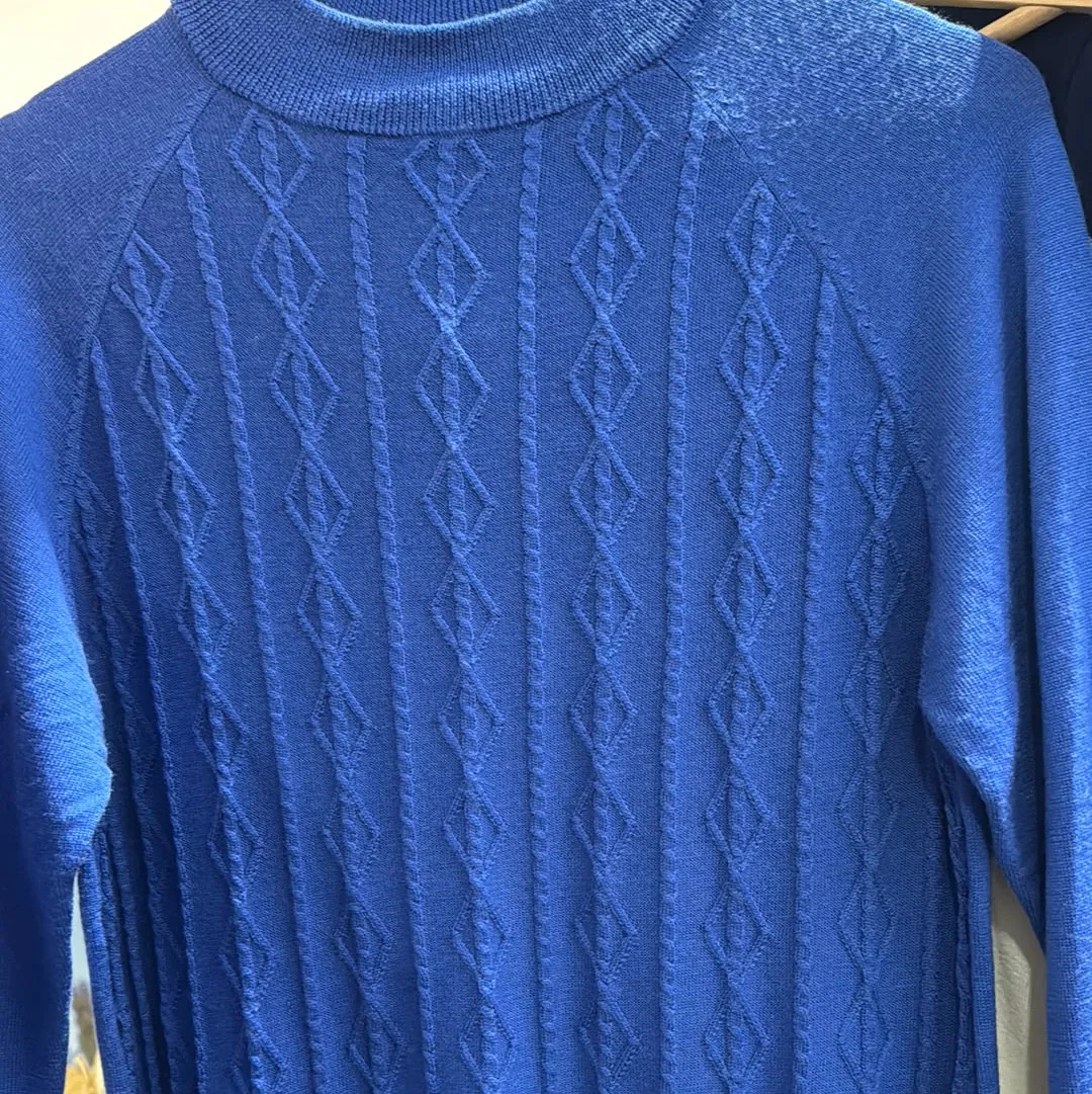 HIGH CREW NECK PULLOVER WITH CABLES