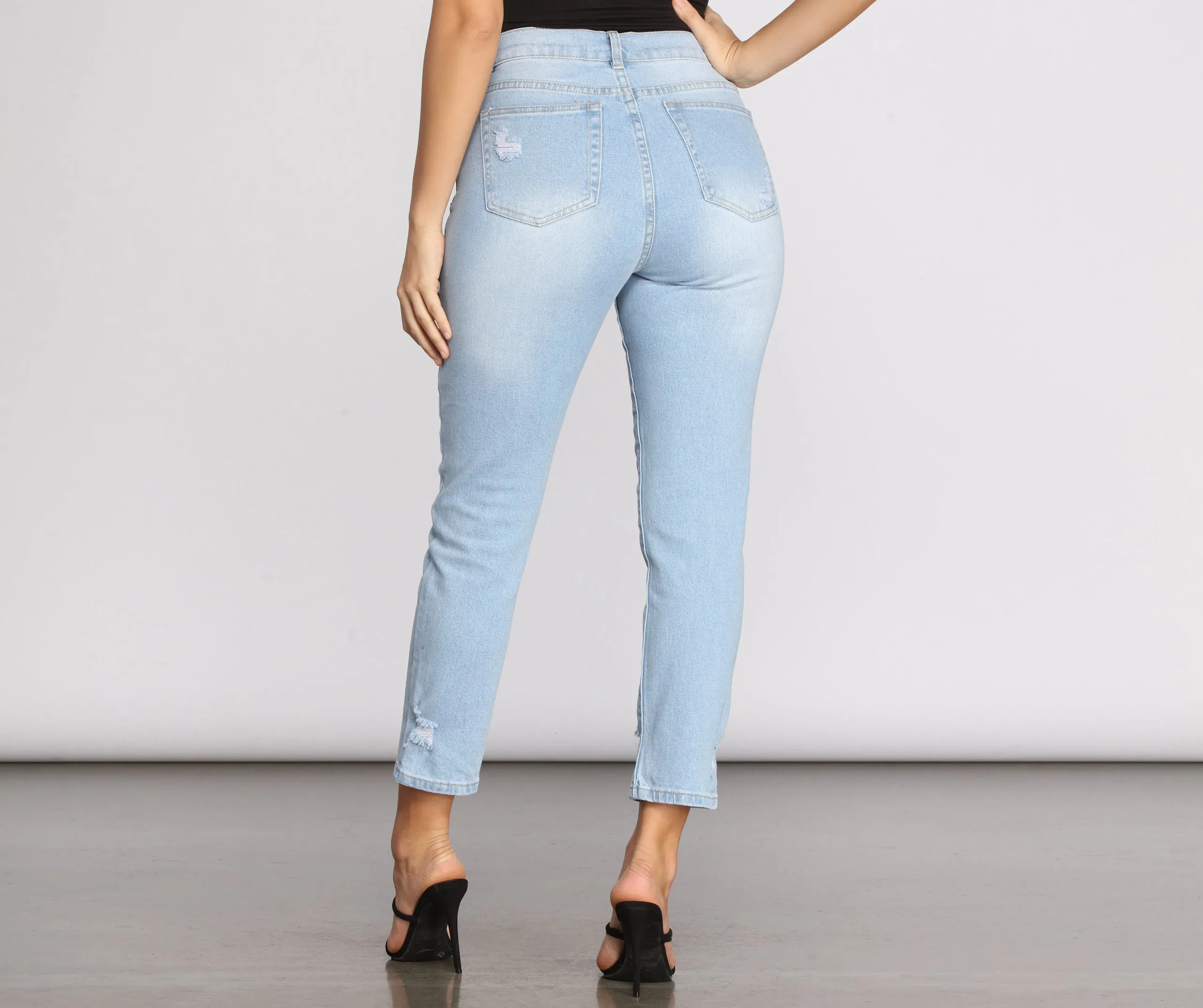 High Rise Light Wash Denim Pants