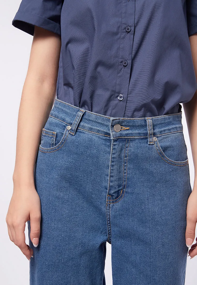 High Waist Tapered Denim Pants