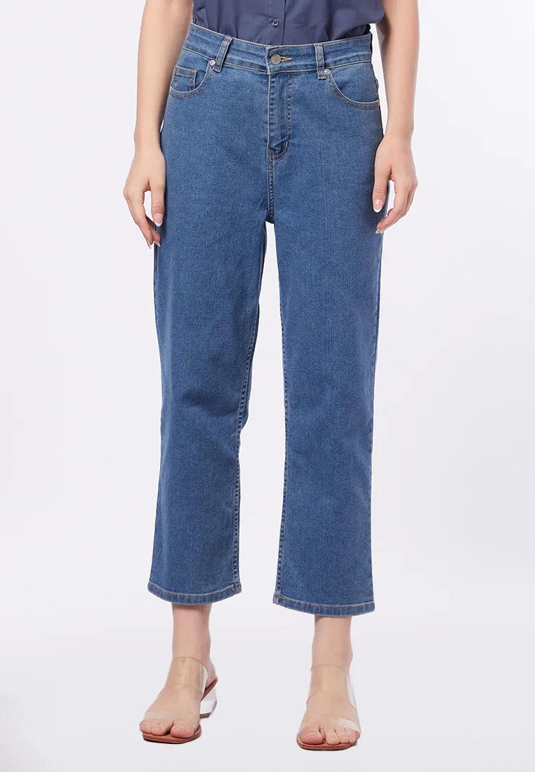 High Waist Tapered Denim Pants