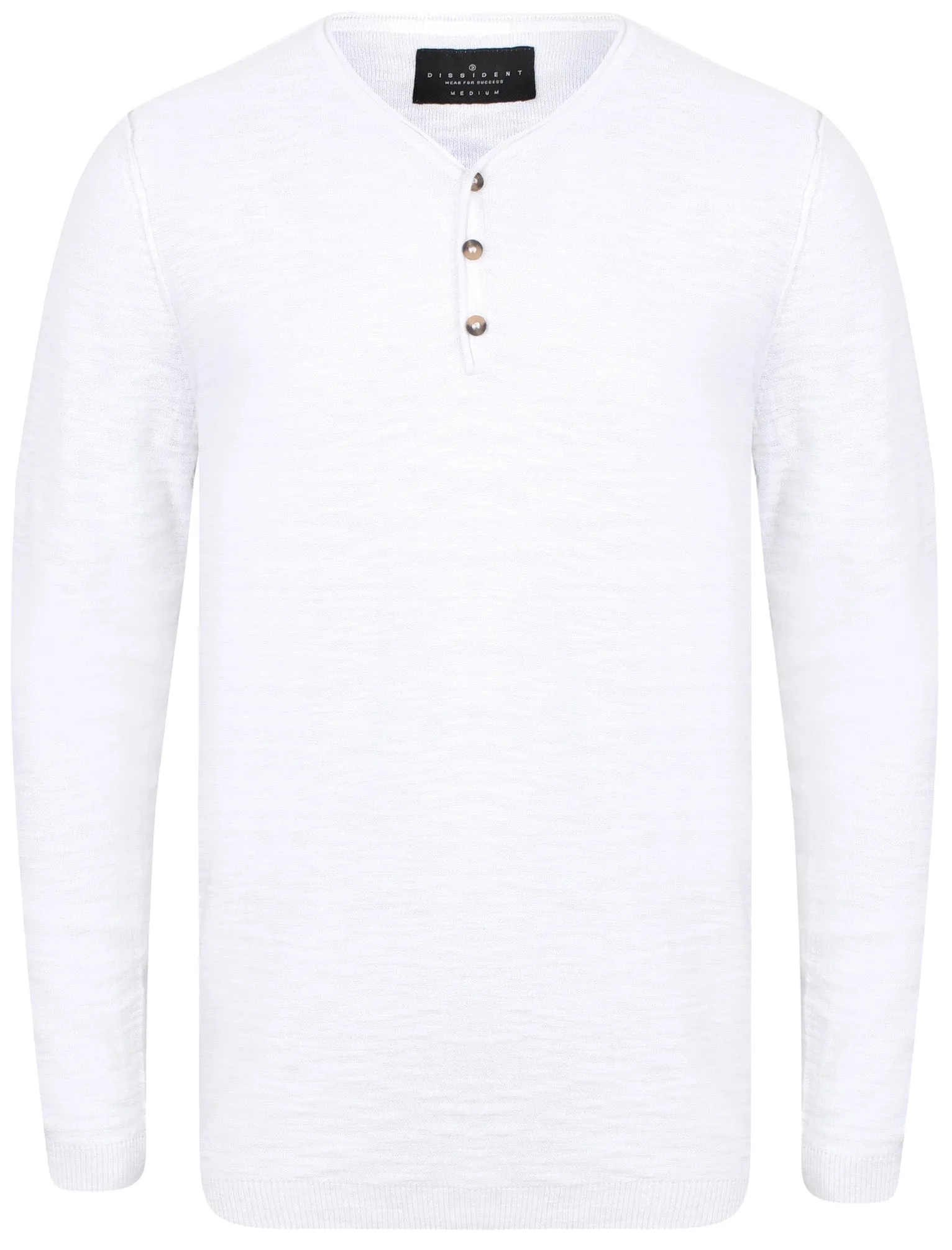 Hoggle Cotton Slub Henley Jumper In Optic White - Dissident