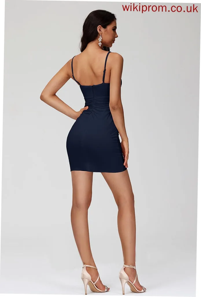 Homecoming V-neck Bodycon Ruffle Jersey With Club Dresses Short/Mini Dress Marian