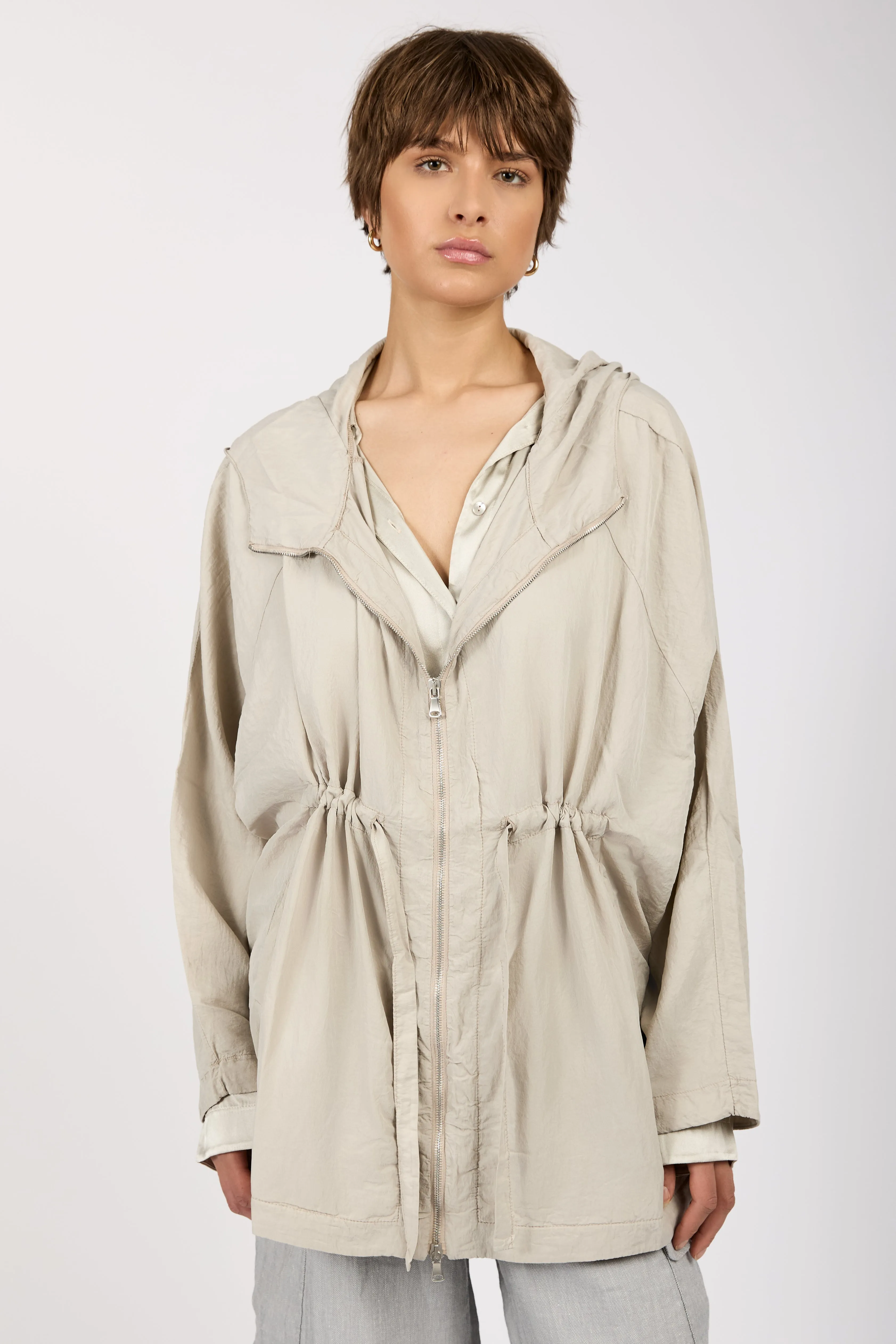 Hooded Zip-Up Jacket in Pearl Grey