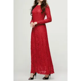 Ketty More Women Long Sleeve Lace Decorated Long Maxi Dress-KMWDC1400