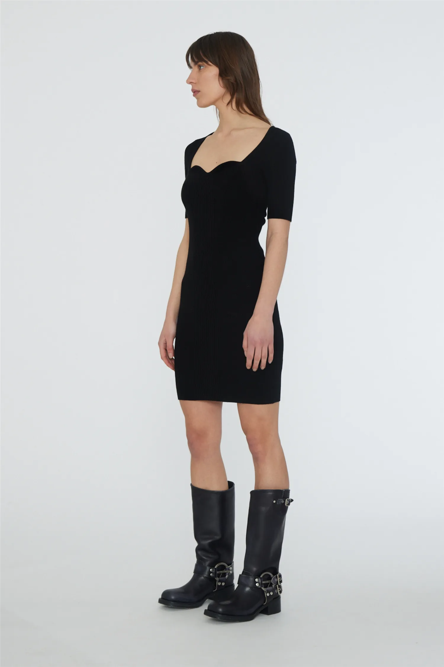 Knit Mini Dress Black
