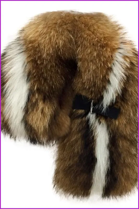 Luxury 100% Real Genuine Raccoon Fur Collar Scarf