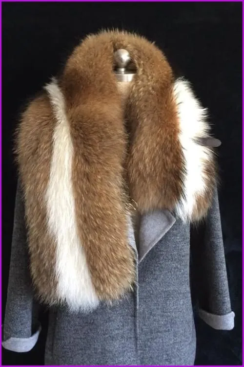 Luxury 100% Real Genuine Raccoon Fur Collar Scarf