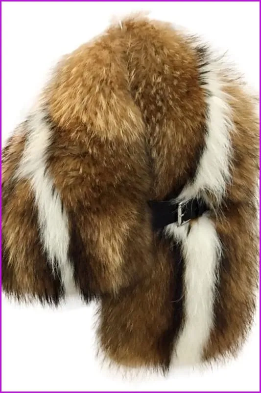 Luxury 100% Real Genuine Raccoon Fur Collar Scarf