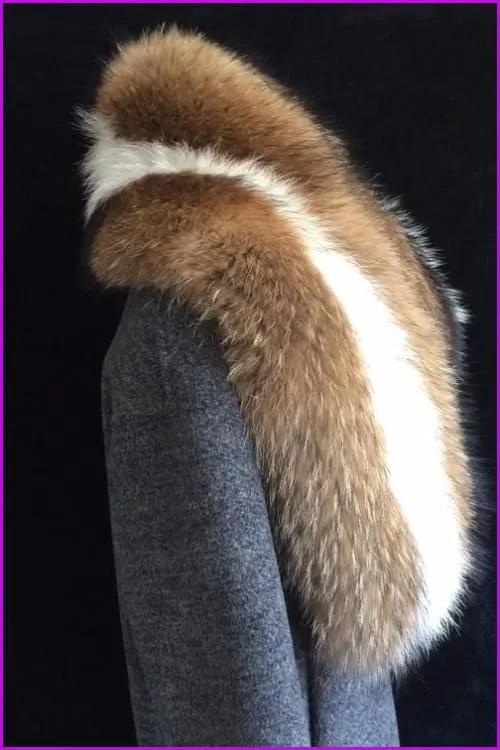 Luxury 100% Real Genuine Raccoon Fur Collar Scarf