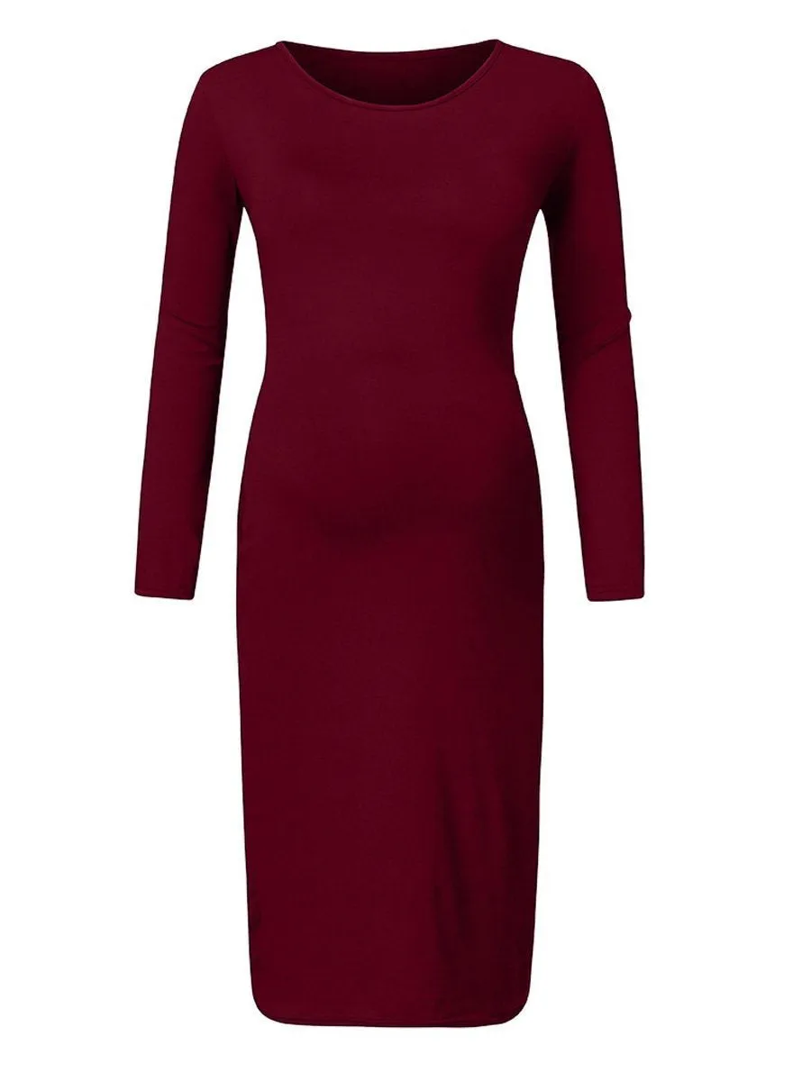 Maternity Fashion Simple Long Sleeve Dress