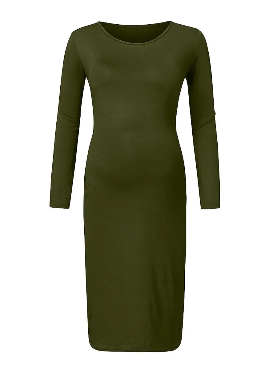 Maternity Fashion Simple Long Sleeve Dress