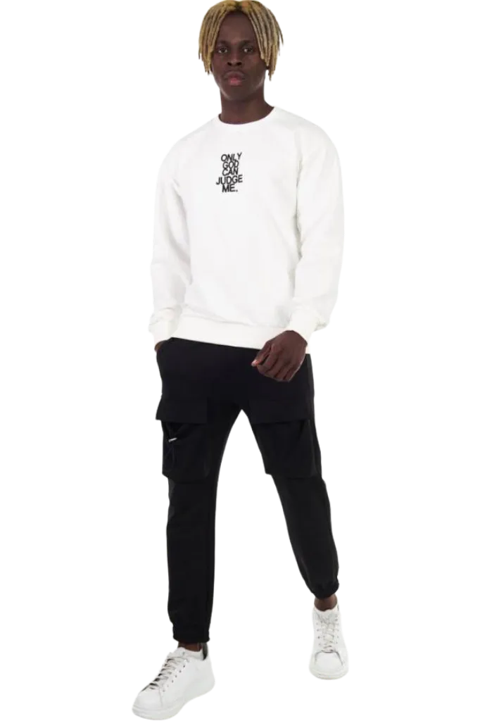 Men's White Leather Graphic Sweatshirt Light weight Fleecee