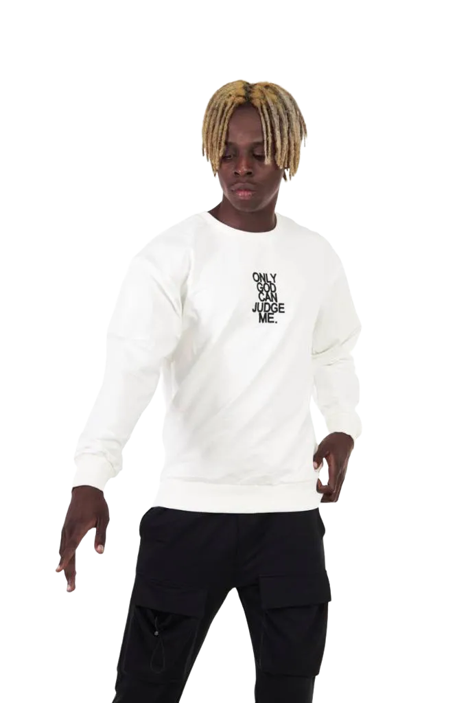 Men's White Leather Graphic Sweatshirt Light weight Fleecee