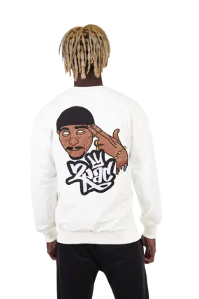 Men's White Leather Graphic Sweatshirt Light weight Fleecee