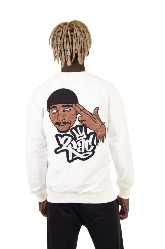 Men's White Leather Graphic Sweatshirt Light weight Fleecee