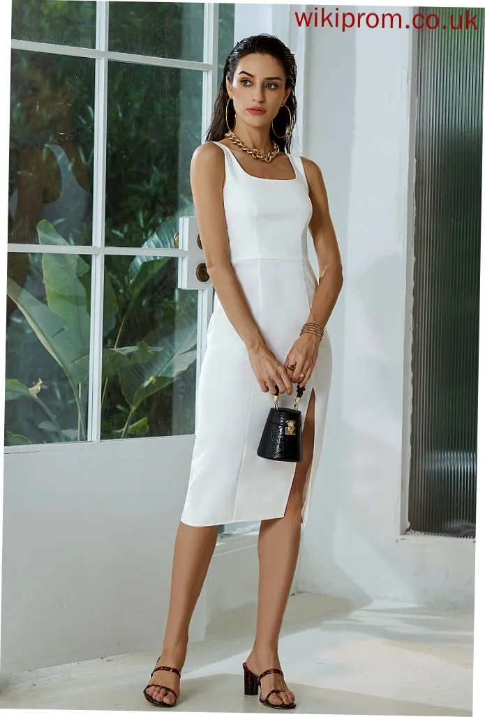 Miah Square Sexy Midi Neck Dresses Club Dresses Stretch Sleeveless Crepe Bodycon