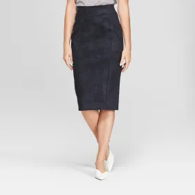 Midi suede pencil skirt