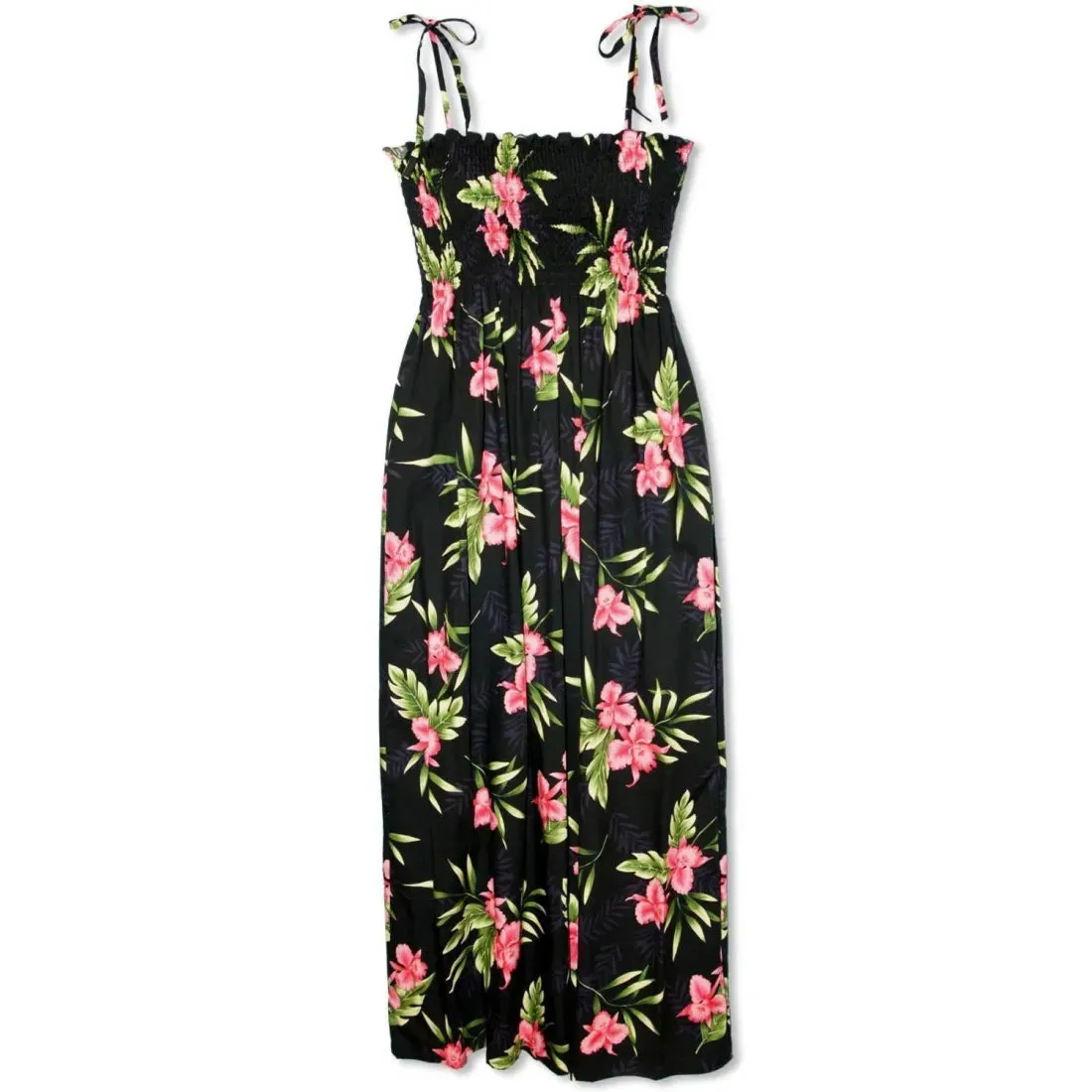 Midnight Black Maxi Hawaiian Dress