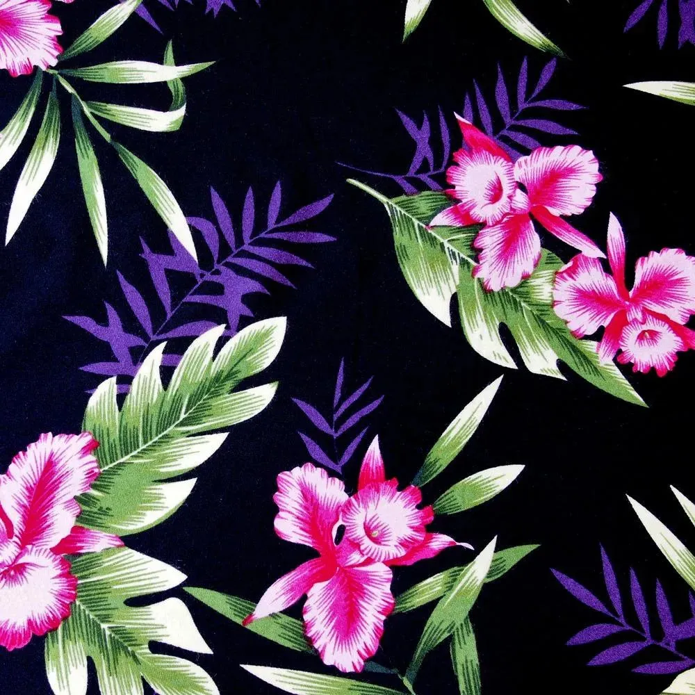 Midnight Black Maxi Hawaiian Dress