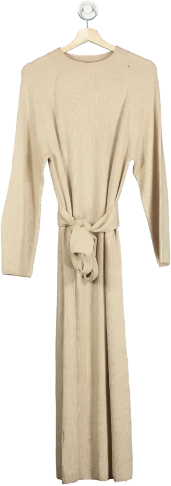 MNG Beige Ribbed Knit Dress UK M