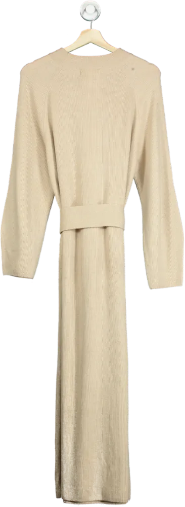 MNG Beige Ribbed Knit Dress UK M