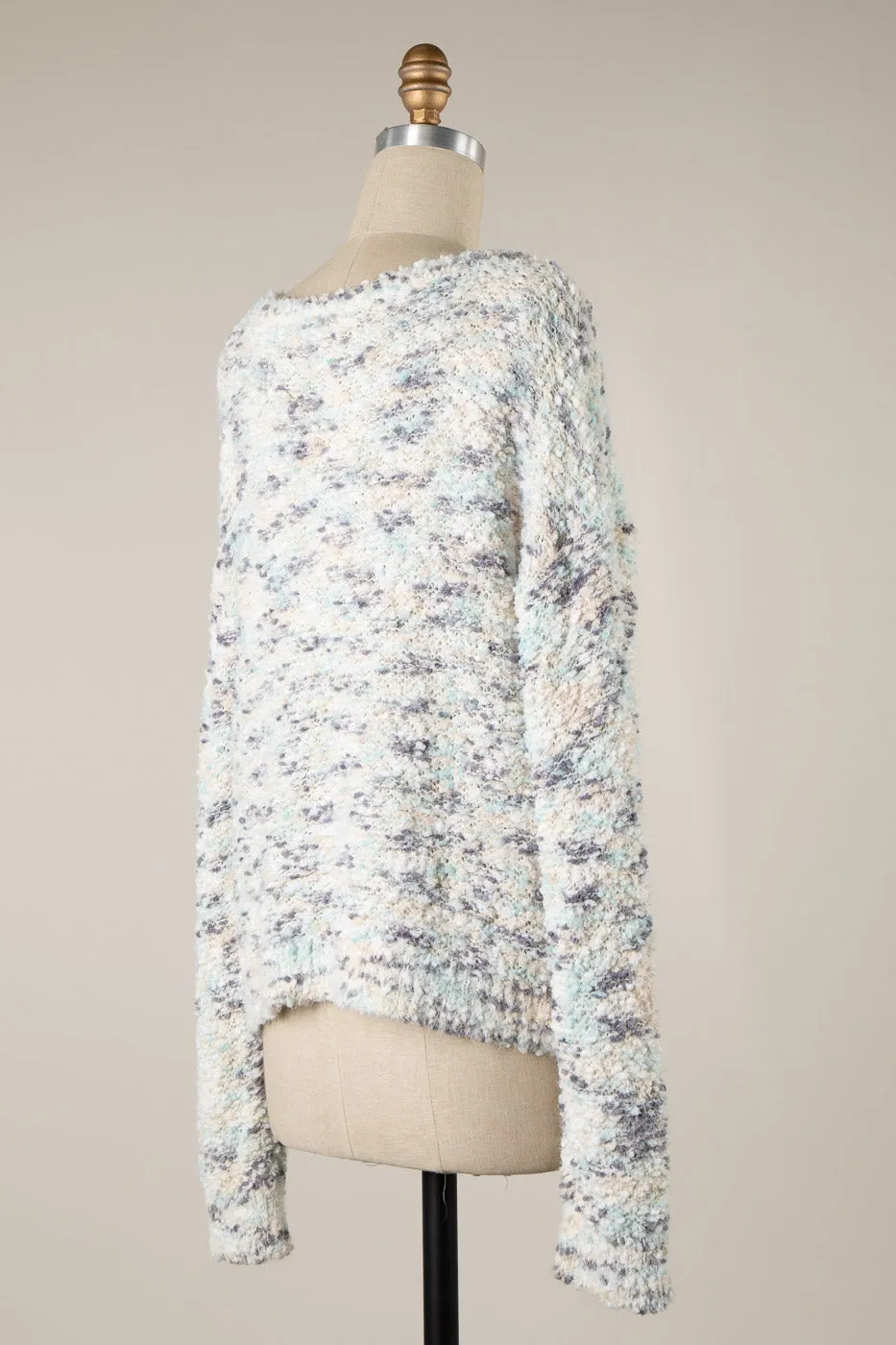 MULTI TONE ROUND NECK POPCORN KNIT SWEATER 1 PACK