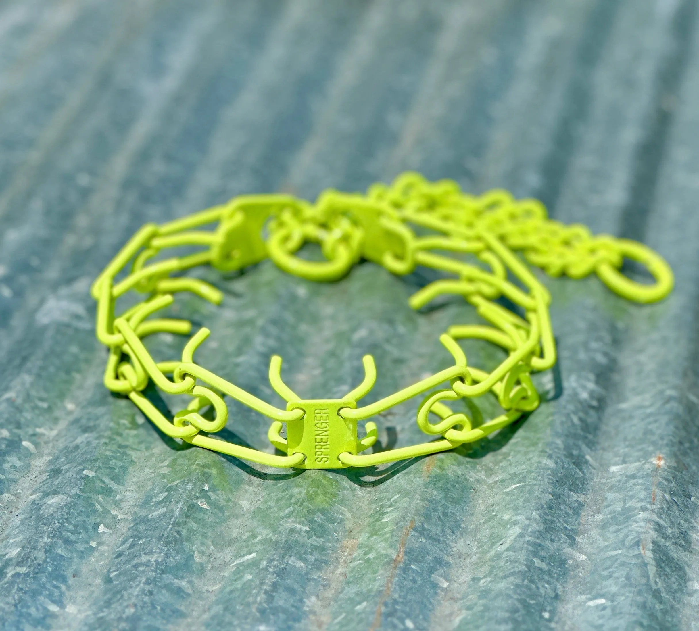 Neon Yellow Custom Powder Coated Herm Sprenger Prong Collar for Dogs