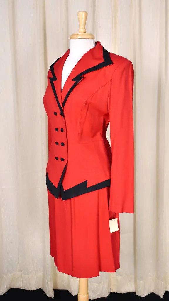 NWT 90s does 1940s Vintage Red Skirt Suit