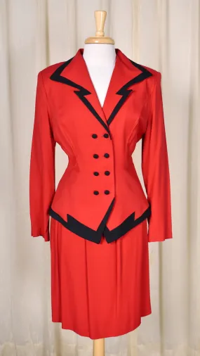 NWT 90s does 1940s Vintage Red Skirt Suit