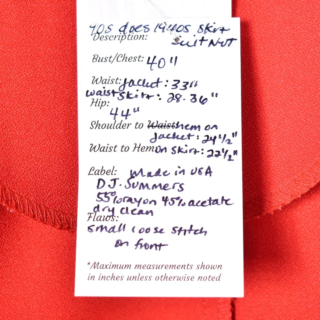 NWT 90s does 1940s Vintage Red Skirt Suit