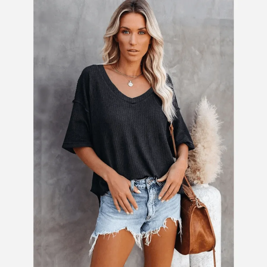 Over-Sized Casual V-Neck Shirt