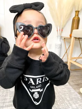 Paris Milano Black Sweatshirt - Mama and Mini Collection - Kids and Baby Sizing