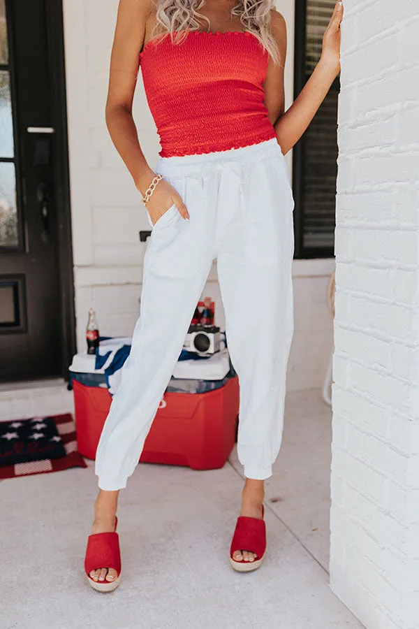 Parisian Countryside High Waist Joggers In White