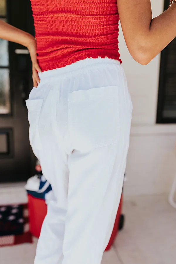 Parisian Countryside High Waist Joggers In White