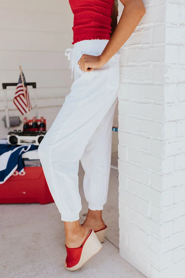 Parisian Countryside High Waist Joggers In White