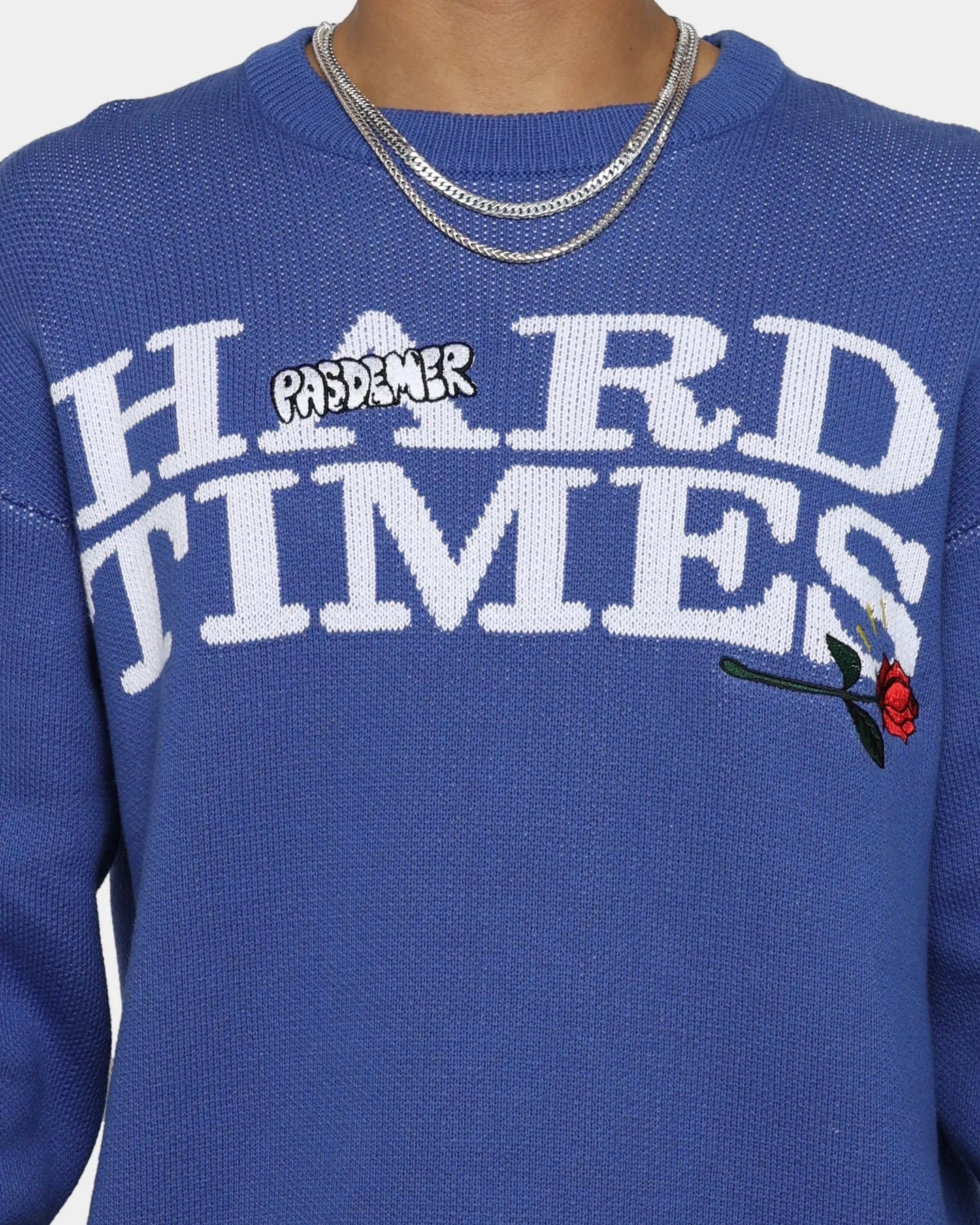 Pas De Mer Hard Times Knit Crewneck Blue