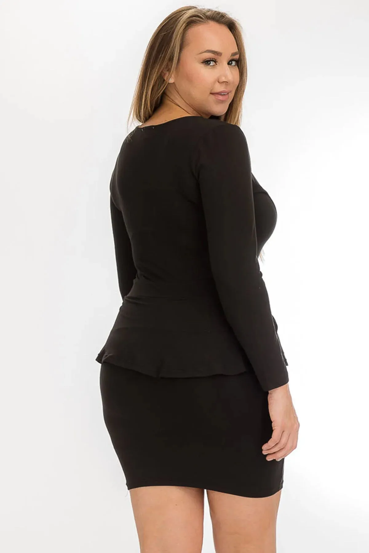 Plus Size V-Neck Ruffled Mini Dress