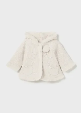 Pompom Knit Hoodie Cardigan
