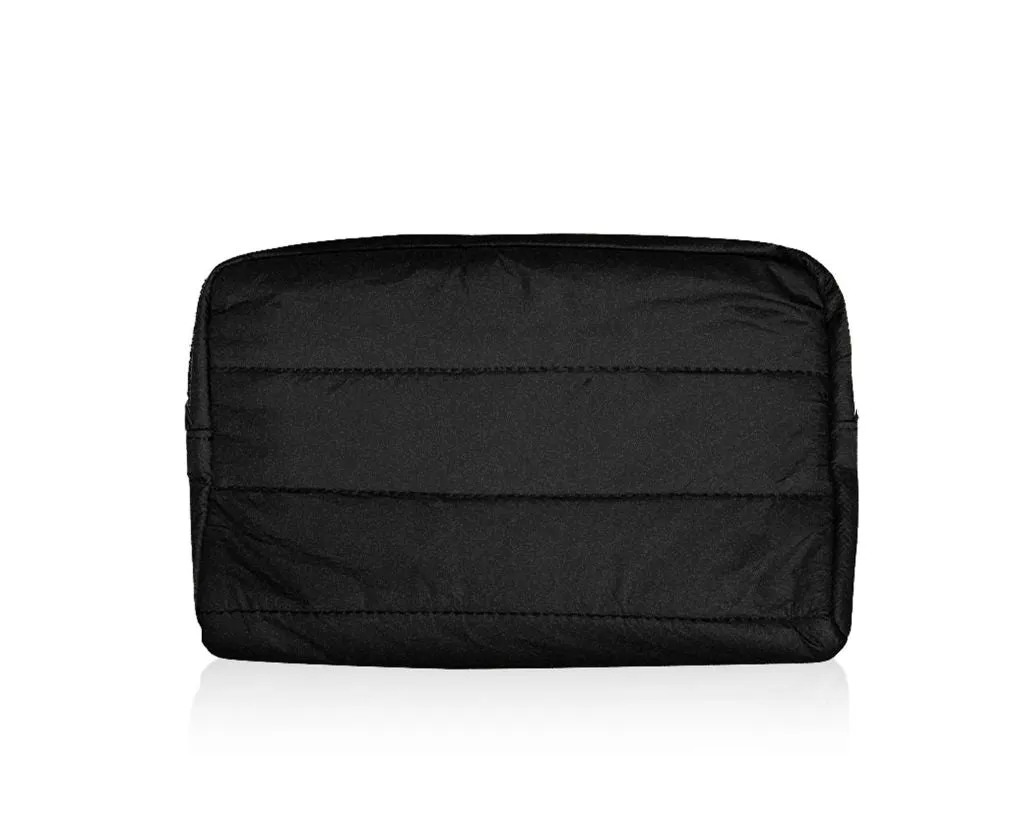 Puffer Mini Clutch with Loopholes in Shimmer Black