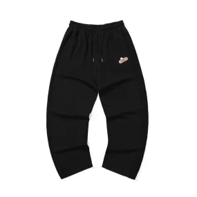 Simple leather standard elastic drawstring straight cotton couple casual pants