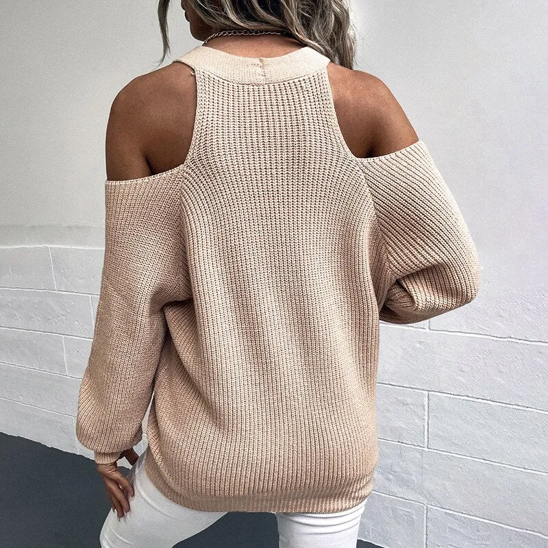 Single Breasted Knitted Sweater Off Shoulder Sexy Cardigan