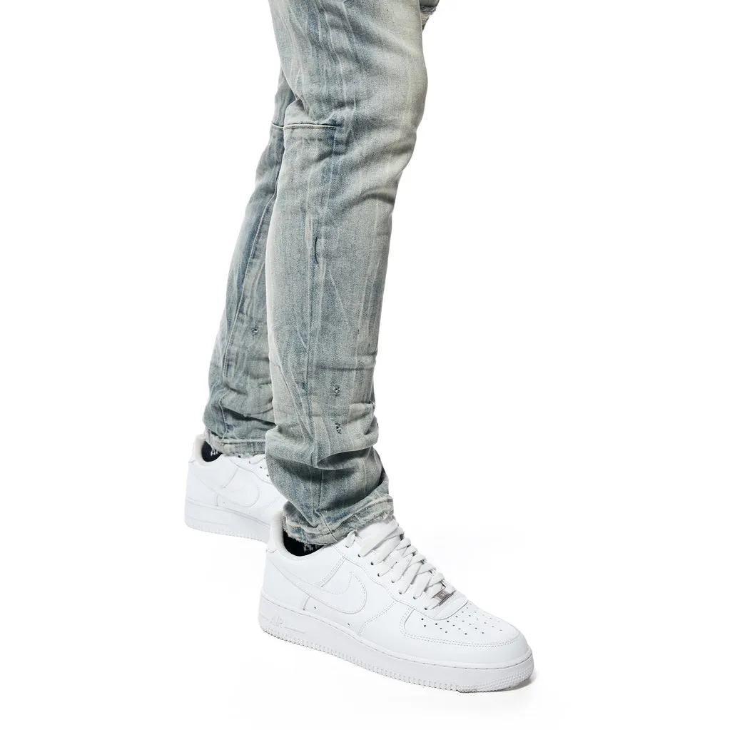 Slim Rip And Repair Jeans - Geneva Blue