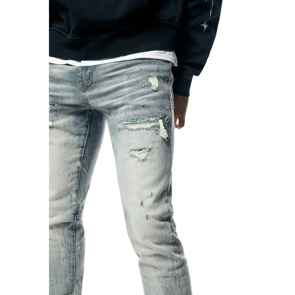 Slim Rip And Repair Jeans - Geneva Blue