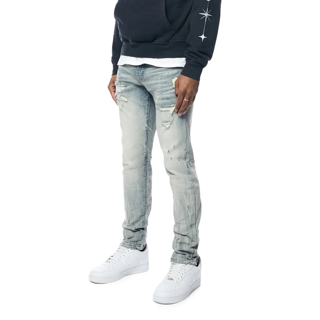 Slim Rip And Repair Jeans - Geneva Blue