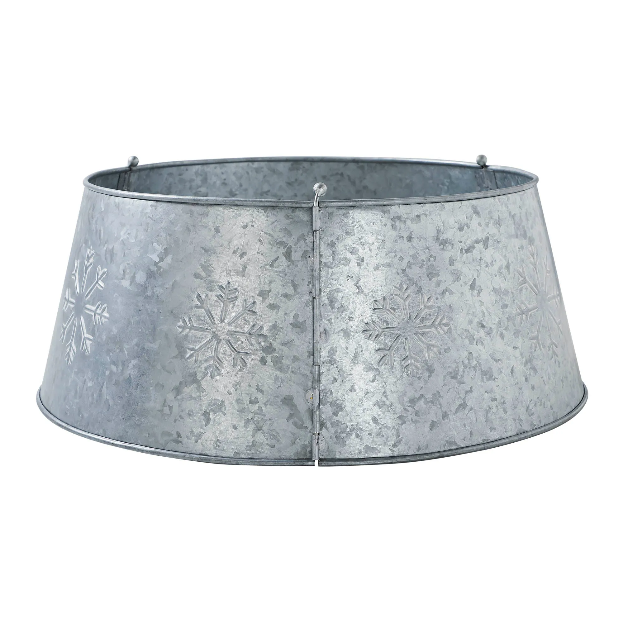 Snowflake Christmas Tree Collar Metal Galvanized 8x20x20 VHC Brands