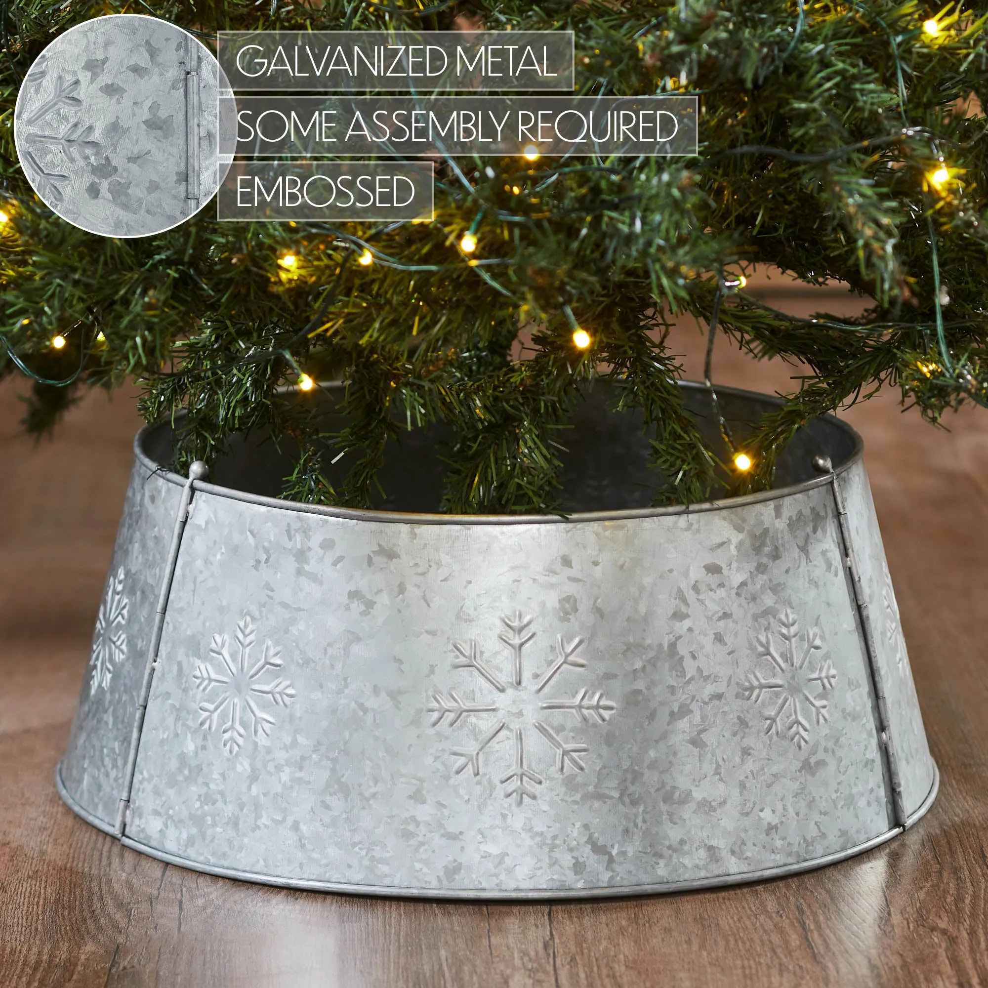 Snowflake Christmas Tree Collar Metal Galvanized 8x20x20 VHC Brands