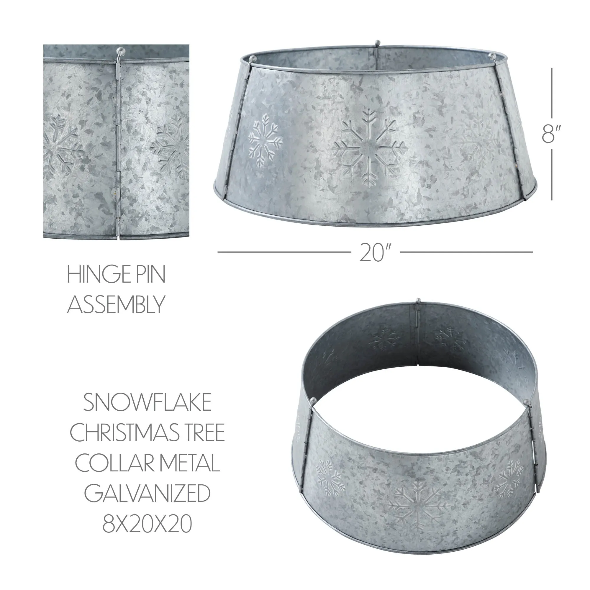 Snowflake Christmas Tree Collar Metal Galvanized 8x20x20 VHC Brands