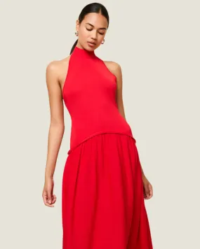Solid & Striped The Halter Soglio Dress: Apple Red